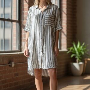 Universal Thread Navy and White Striped Shirt Dress